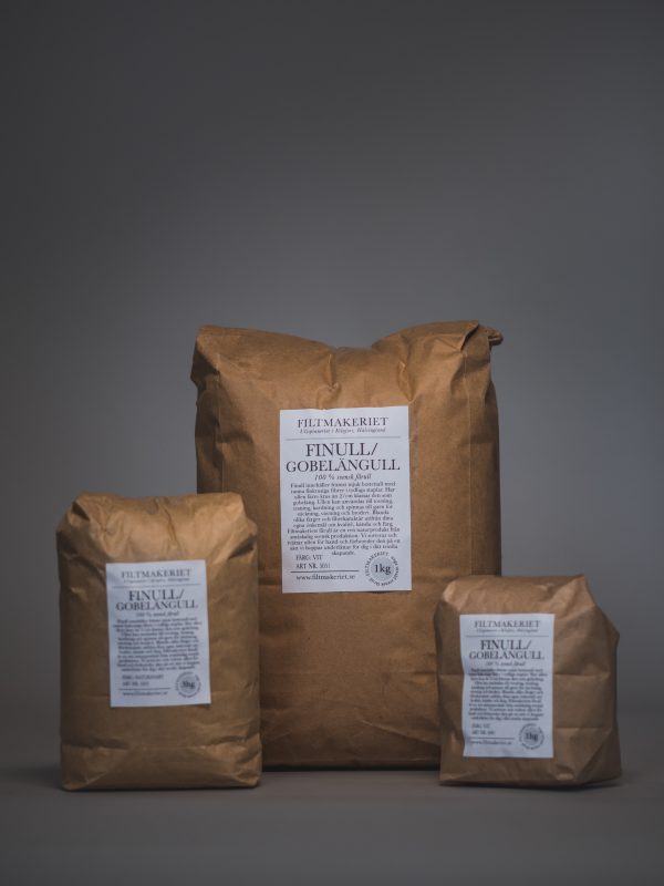 Filtmakeriets Finull/gobelägull 100 % svensk fårull 1 kg / 3 hg / 1 hg