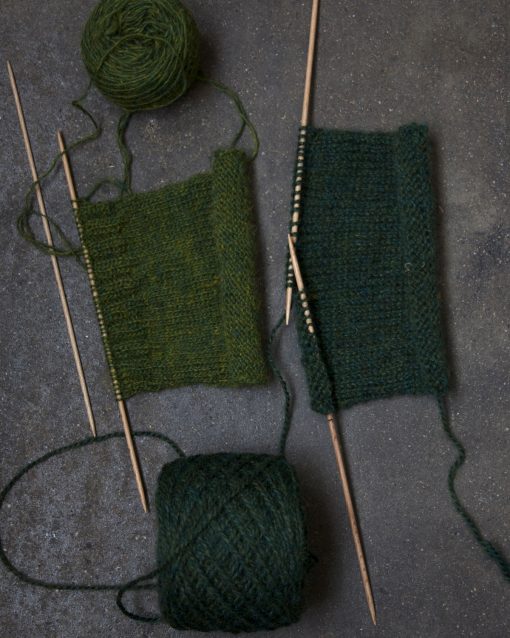 Filtmakeriets tweed Stickprover i grönt 100 % svensk fårull