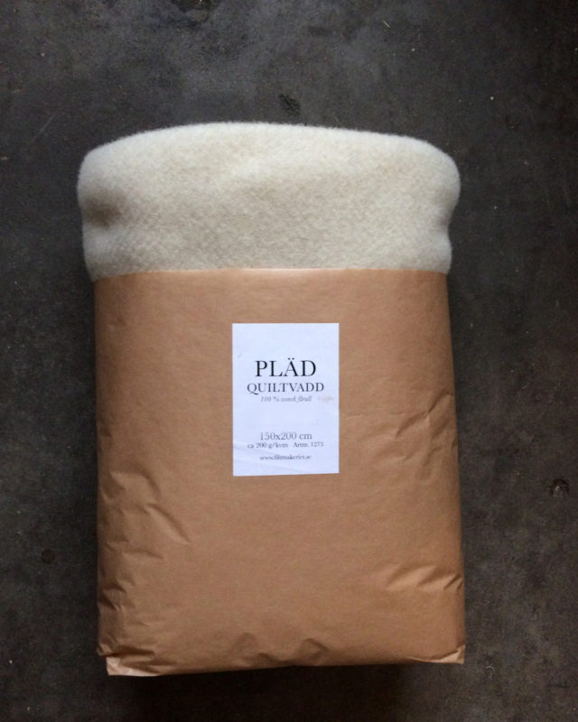 Pläd / quiltvadd, 100 % svensk texelull. Filtmakeriet